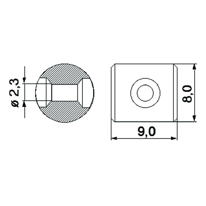 Lötnippel ID 2,3 mm, L 9 mm, 10 Stück