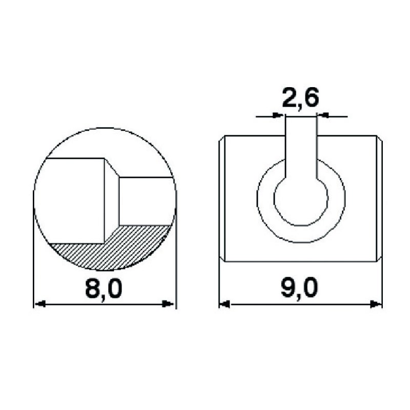 Lötnippelaufnahme für Seil 2,6 mm, 10 Stück