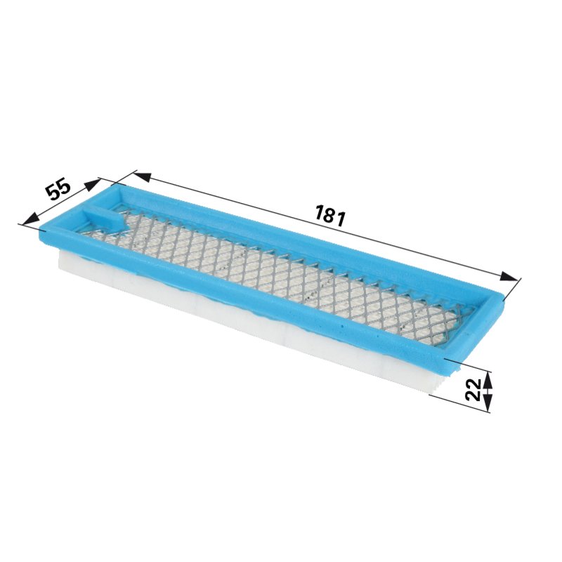 Tecumseh Luftfilter flach, L 181 x B 55 mm 23410030