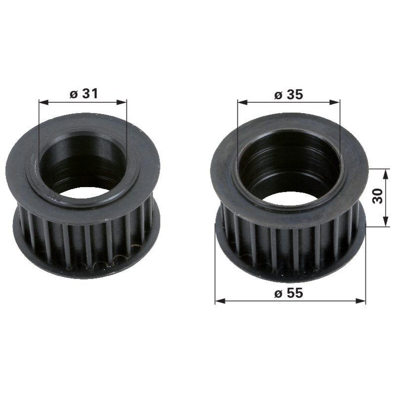 GGP Zahnriemenscheibe AD 55 mm, 20 Zähne 256015610 – Scheibe mit 20 Zähne
