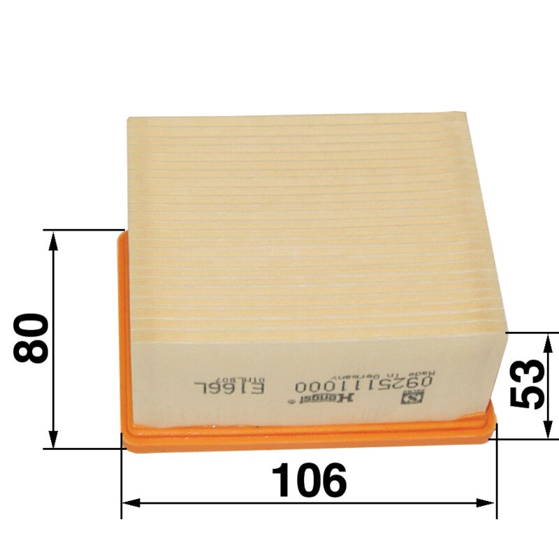Sachs Luftfilter flach, L 106 x B 80 mm 0925111000