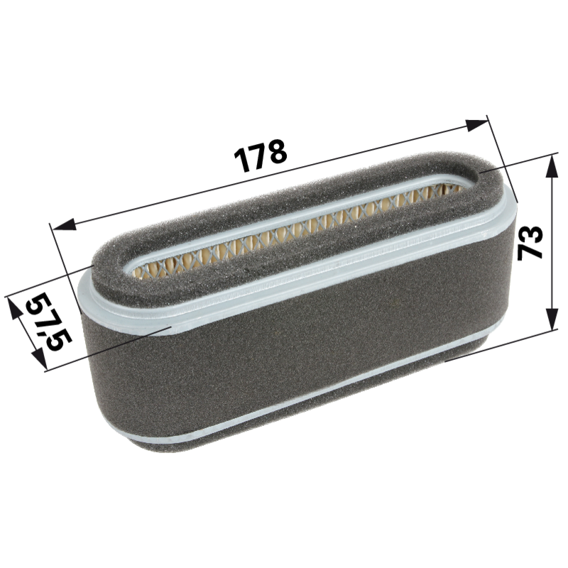 Kawasaki Luftfilter oval, L 178 x B 57,5 mm 110132021