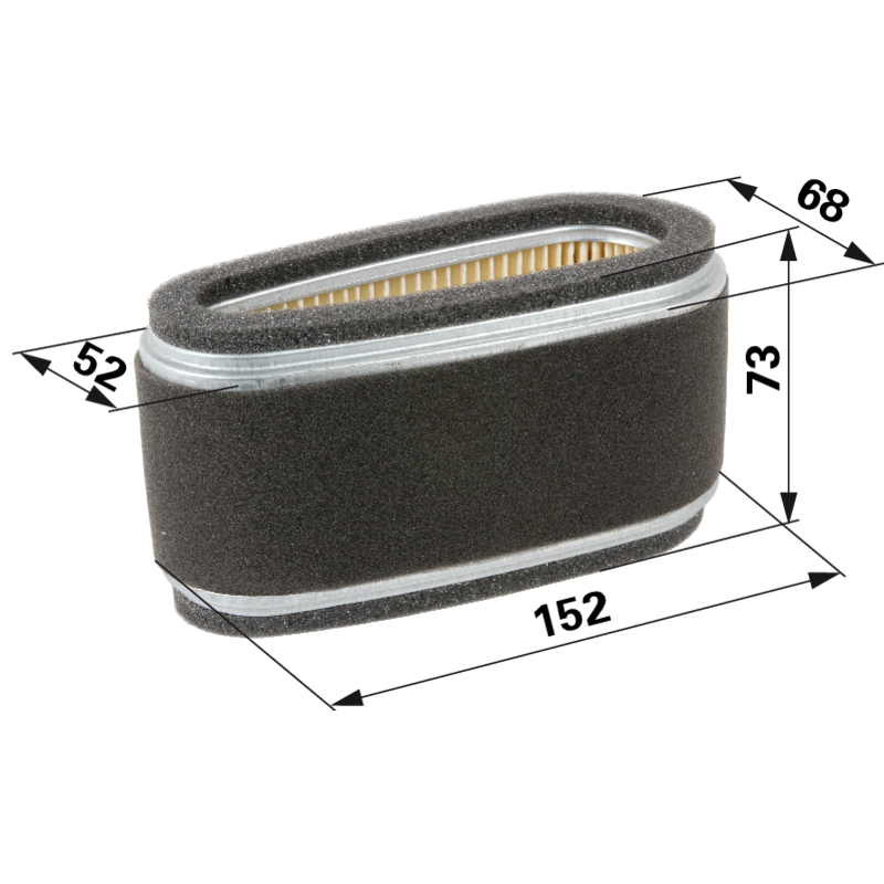Kawasaki Luftfilter oval, L 152 x B 68 mm 110132110