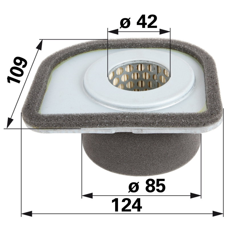 Kawasaki Luftfilter rund, AD 85 mm 490642059