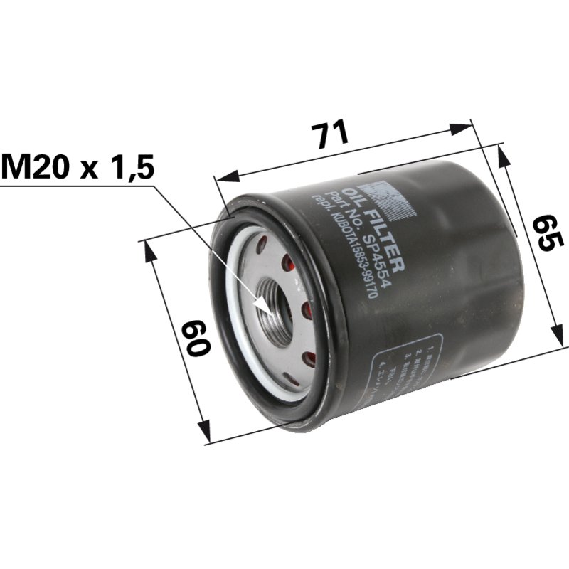 Kubota Ölfilter L 71 mm 1585399170