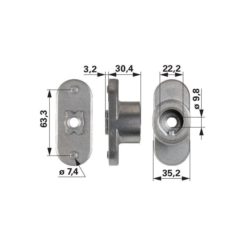 MTD Messerhalter ID 22,2 mm 7480376 – Messerhalter mit 4-Stern ID 22