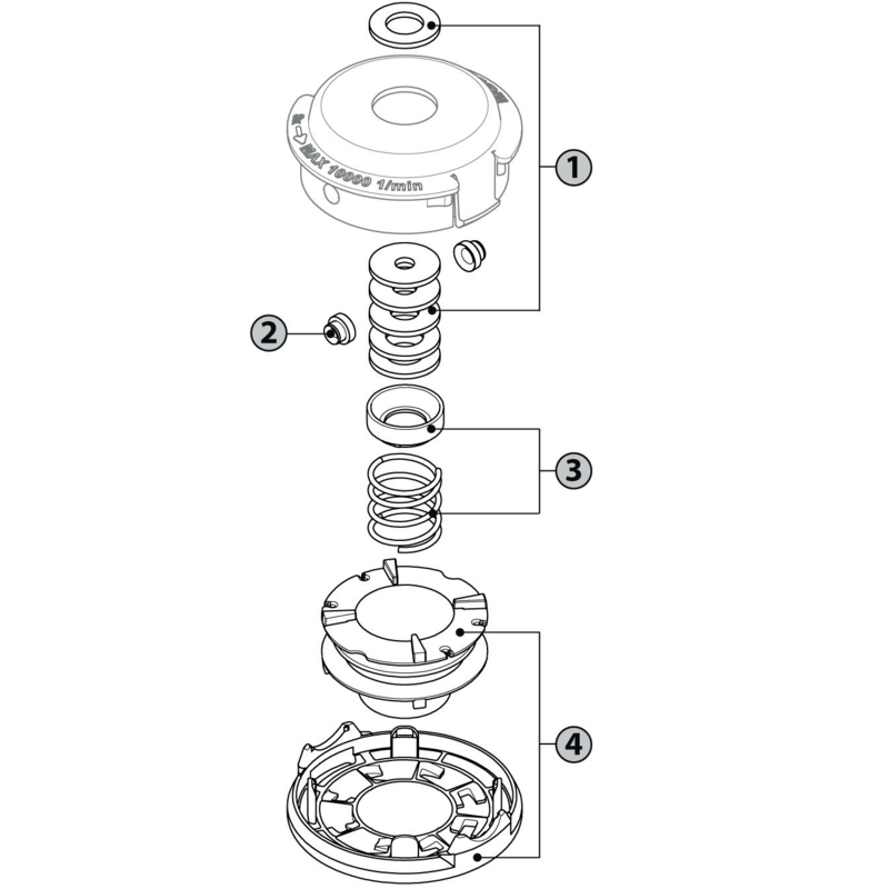 Tecomec Spule Kit für Fadenkopf, AD 110 mm K00401038 – Spule und Deckel unten 2-teiligBild Zusammenbau Nr