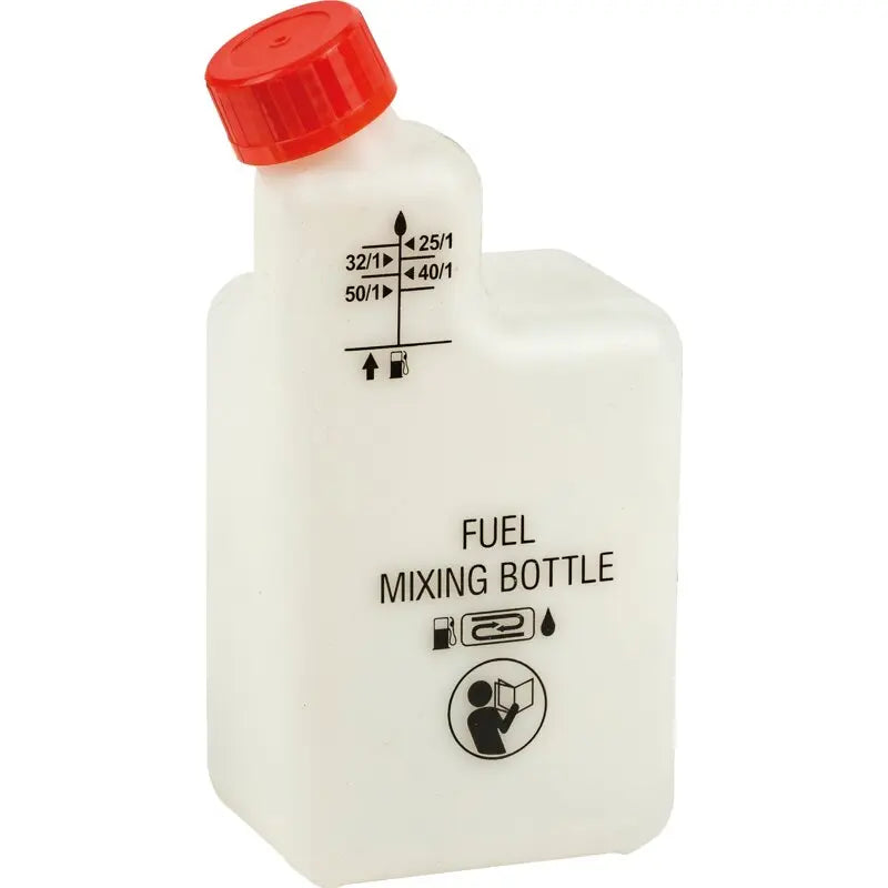 Mischflasche Öl-Benzingemisch 1 Liter mit Mischtabelle und Skala am Flaschenhals