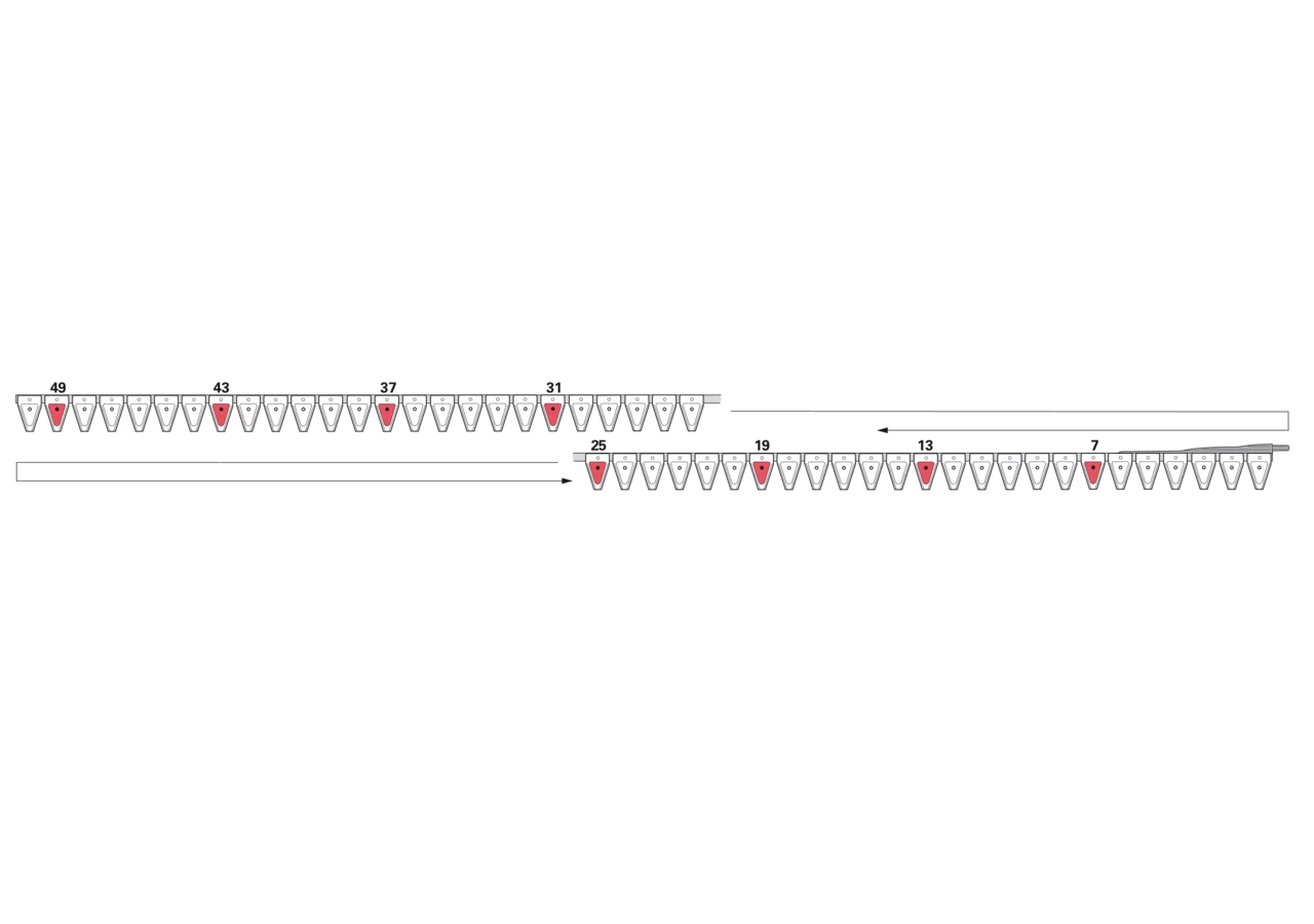 Untermesser L 343 cm, mit Messerkopf rechts, 50 Klingen, T70, glatt ESM bidux 2657888 ESM