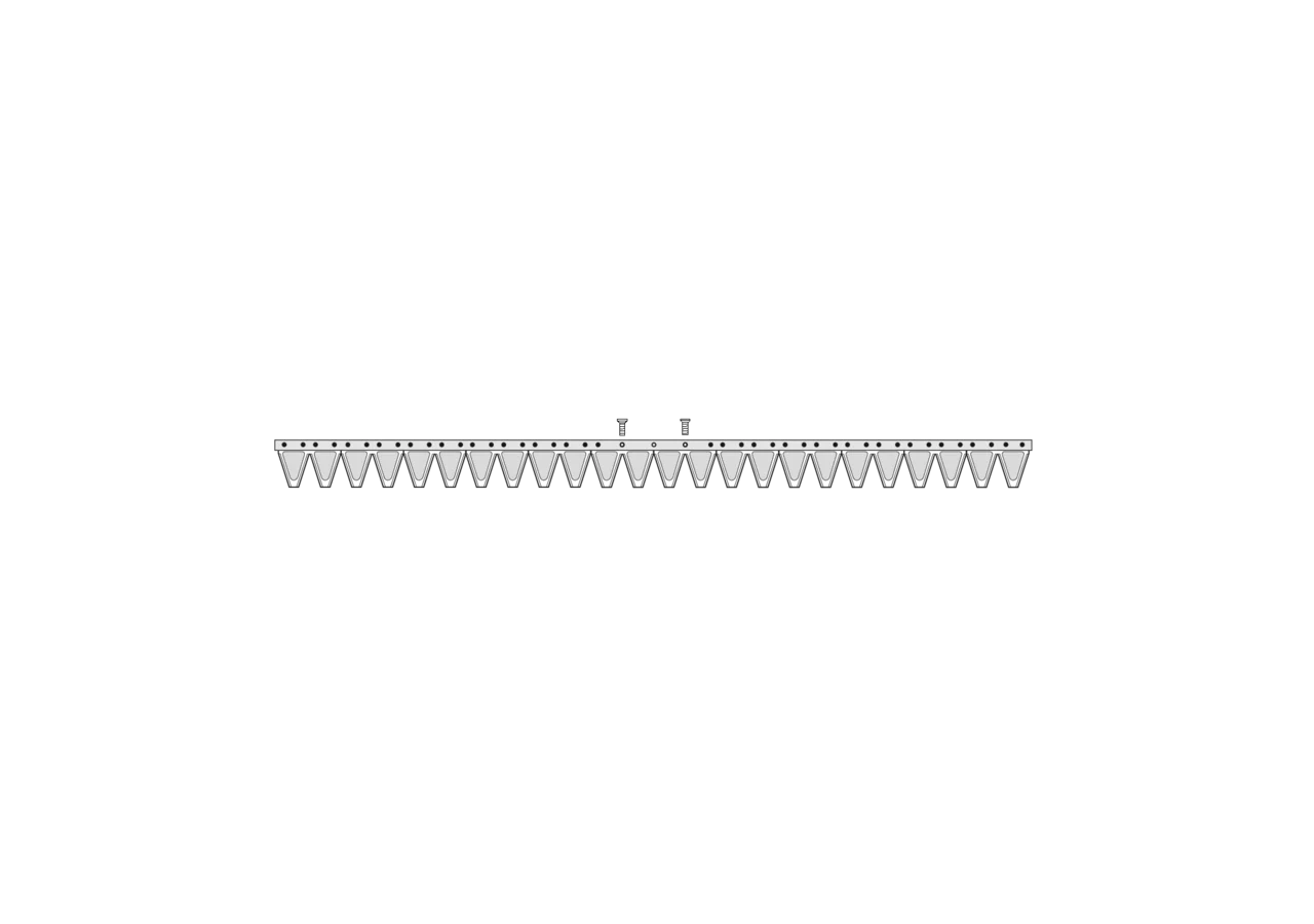 Obermesser L 122 cm, 24 Klingen, T51, glatt, Typ KD/KA Köppl 228C0900 Köppl
