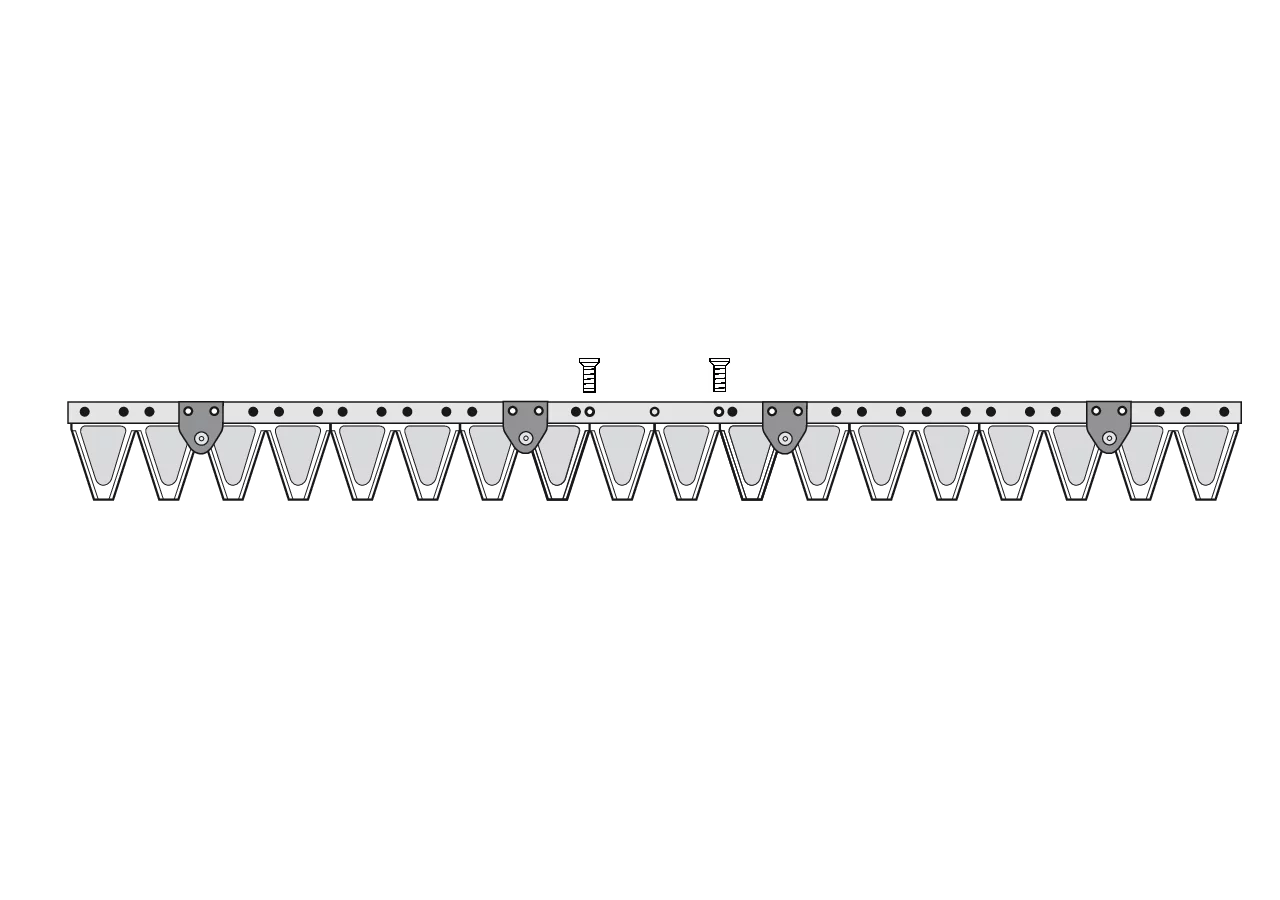 Obermesser L 92 cm, 18 Klingen, T51, glatt, Type KKB Köppl 224A0200 Köppl