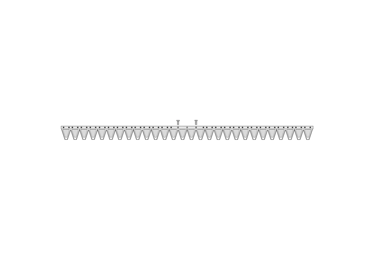 Obermesser L 142 cm, 28 Klingen, T51, glatt, Type KD Köppl 228D0900 Köppl