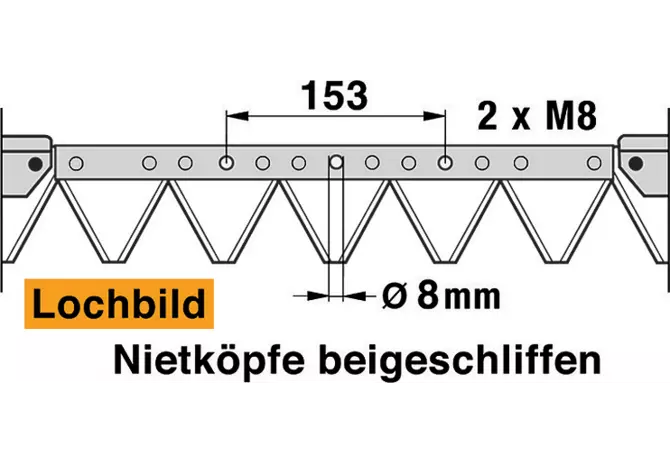 Mähmesser L 190 cm, 25 Klingen, gezahnt, DIN 75 ESM 2590710 ESM