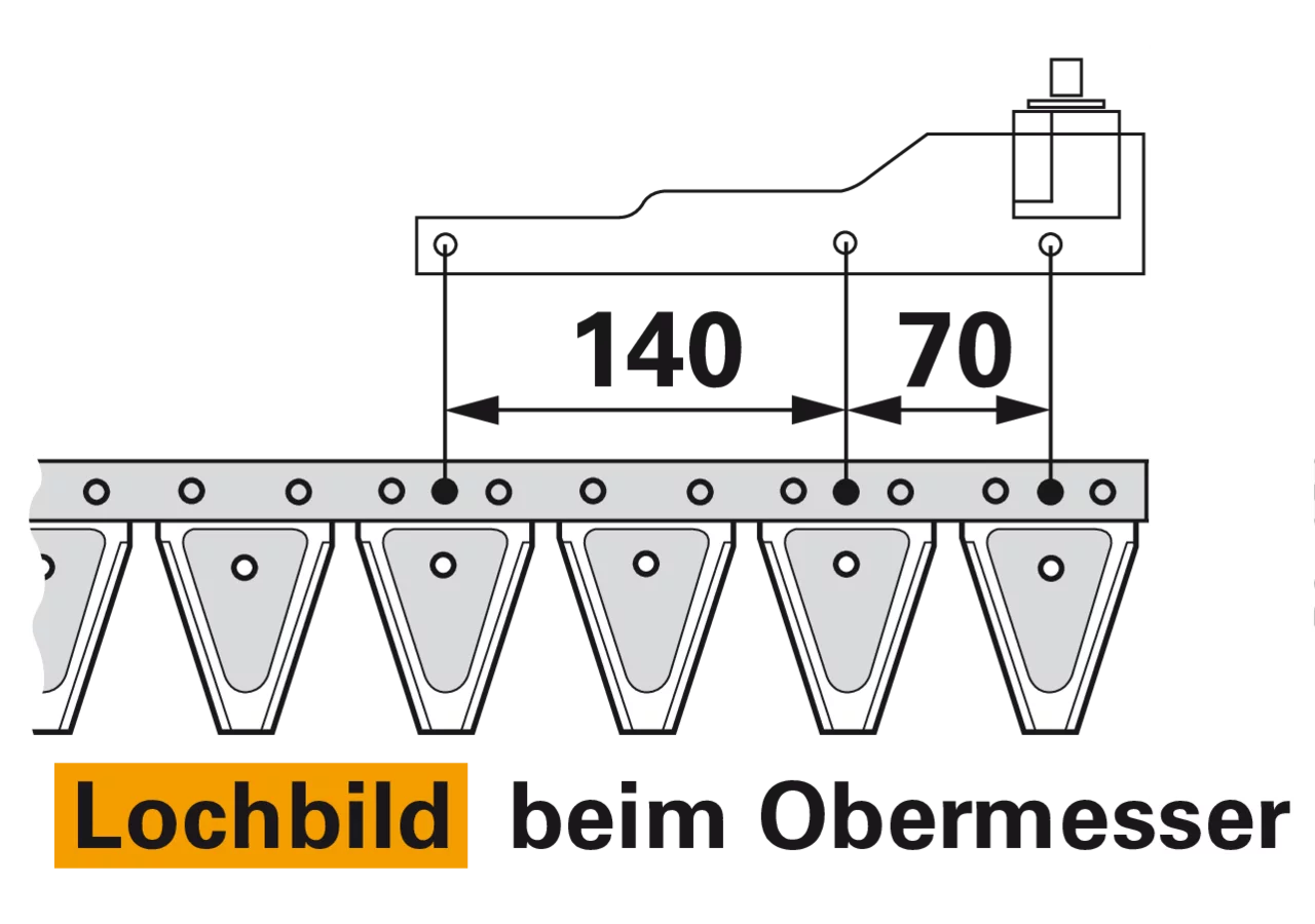 Obermesser L 205 cm, ohne Messerkopf, 30 Klingen, T70, glatt ESM 2624210 ESM