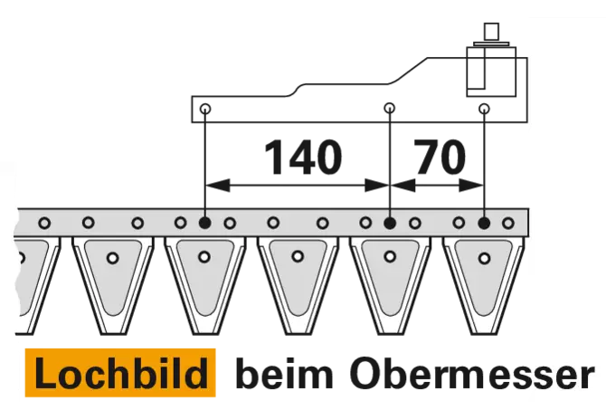 Obermesser L 225 cm, ohne Messerkopf, 33 Klingen, T70, glatt ESM 2624220 ESM