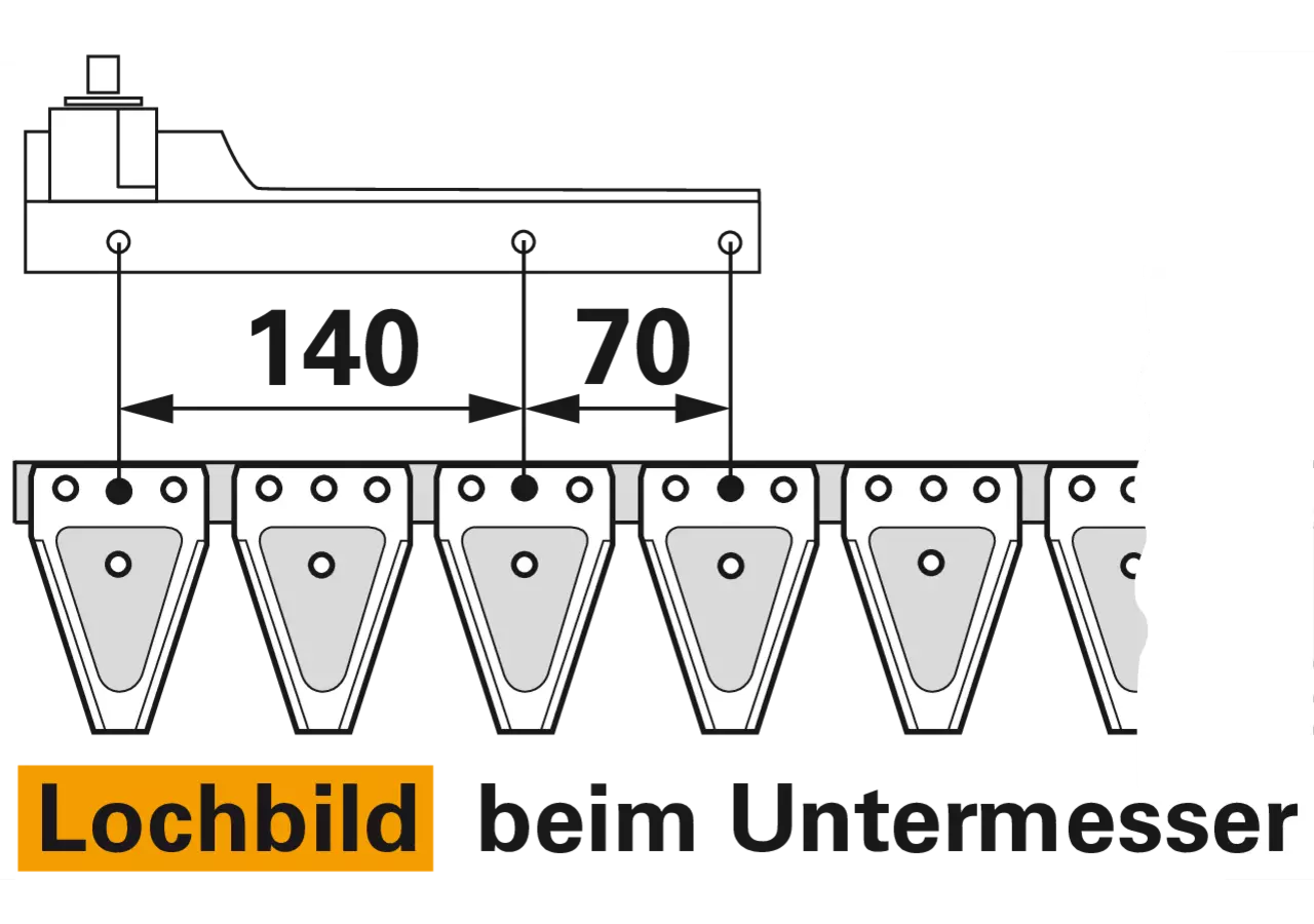 Untermesser L 225 cm, ohne Messerkopf, 33 Klingen, T70, glatt ESM 2654220 ESM