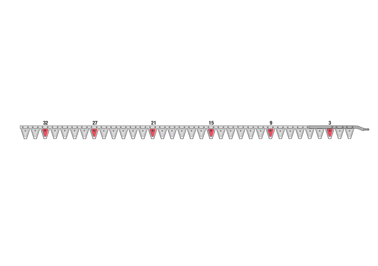 Obermesser L 240 cm, mit Messerkopf, rechts, 34 Klingen, T70, glatt ESM 2626170 ESM