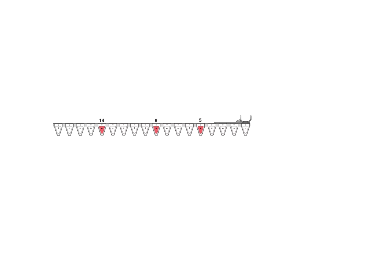 Untermesser L 143 cm, mit Messerkopf, rechts, 18 Klingen, T84, glatt ESM 2655140 ESM
