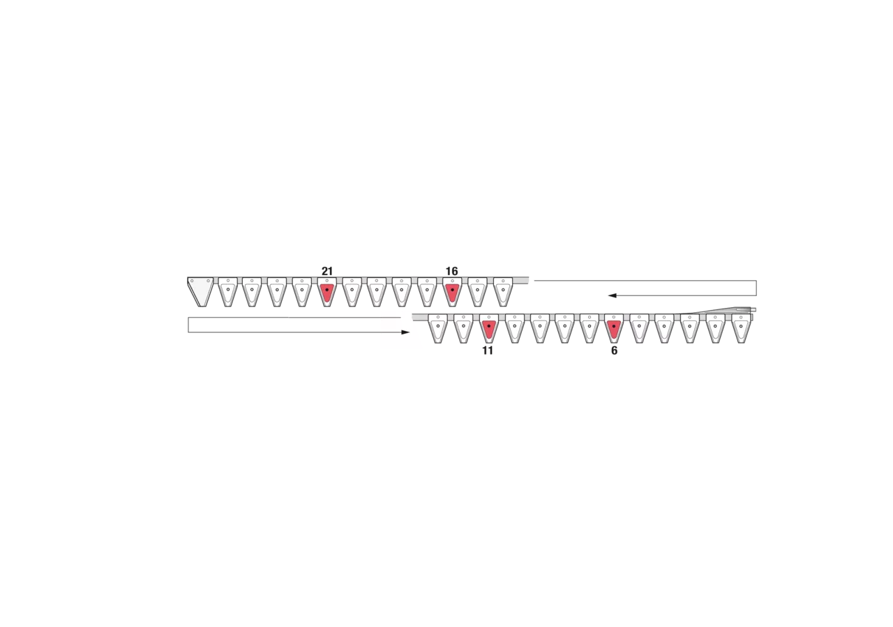 Untermesser L 190 cm, mit Messerkopf, rechts, 26 Klingen, T76, glatt ESM 2655570 ESM