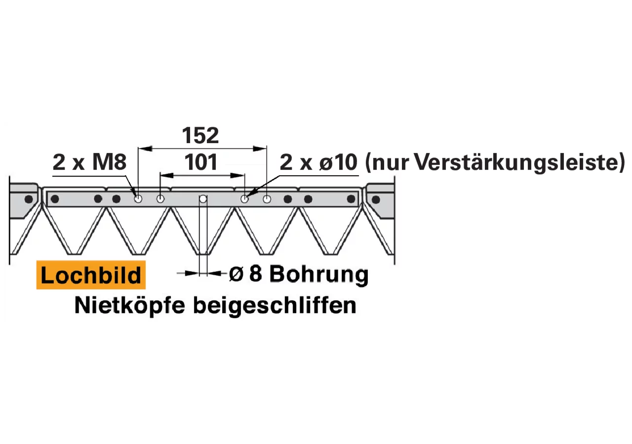 Mähmesser L 130 cm, 17 Klingen, gezahnt, DIN 80, Freischnitt ESM 2591052 ESM