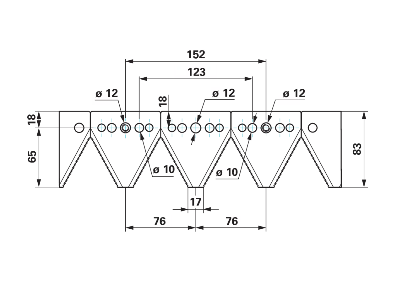 Mähmesser L 193 cm, 25 Klingen, gezahnt, KNA-FS/KMA-FS Köppl 205E111002 Köppl