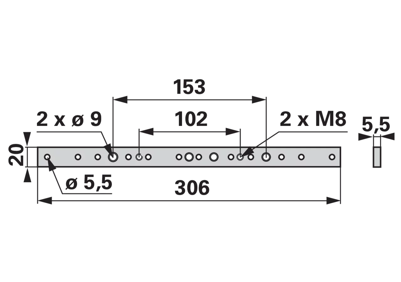 Verstärkungsleiste L 306 mm ESM 3740550 ESM