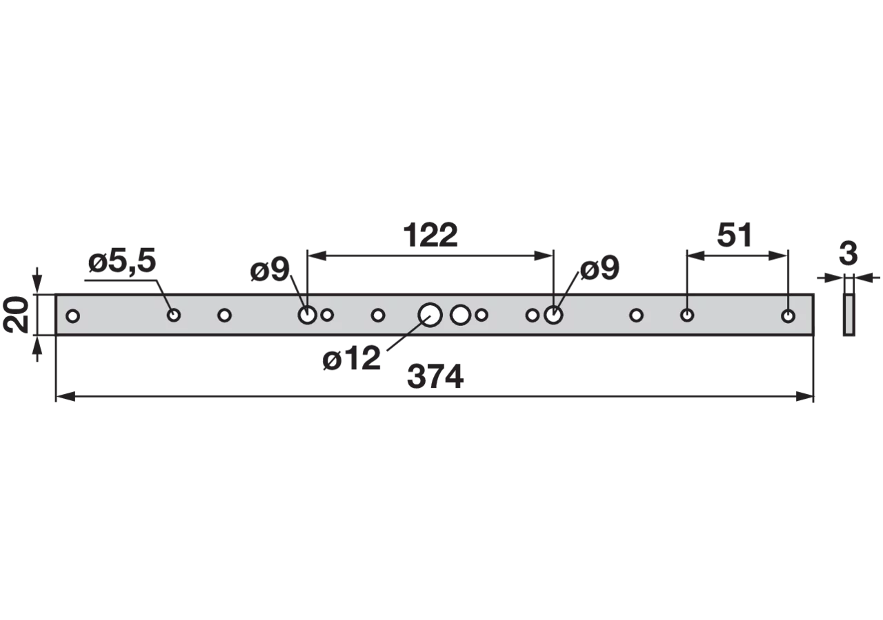 Verstärkungsleiste L 374 mm ESM 3740620 ESM