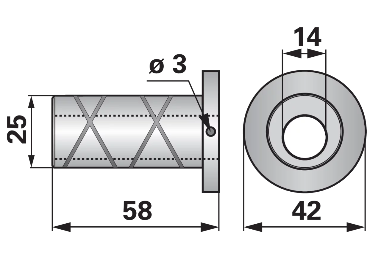 Exzenterbolzen für Messerkopf, AD 25 x L 58 mm ESM 3230820 ESM