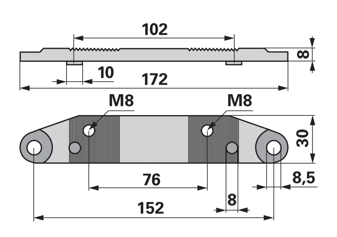 Mitnehmerplatte L 172 mm, mit Bolzen ESM 2471590 ESM