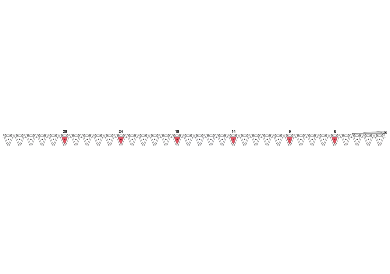 Untermesser L 277 cm, mit Messerkopf, rechts, 34 Klingen, T84, glatt ESM biduxX 2270350 ESM