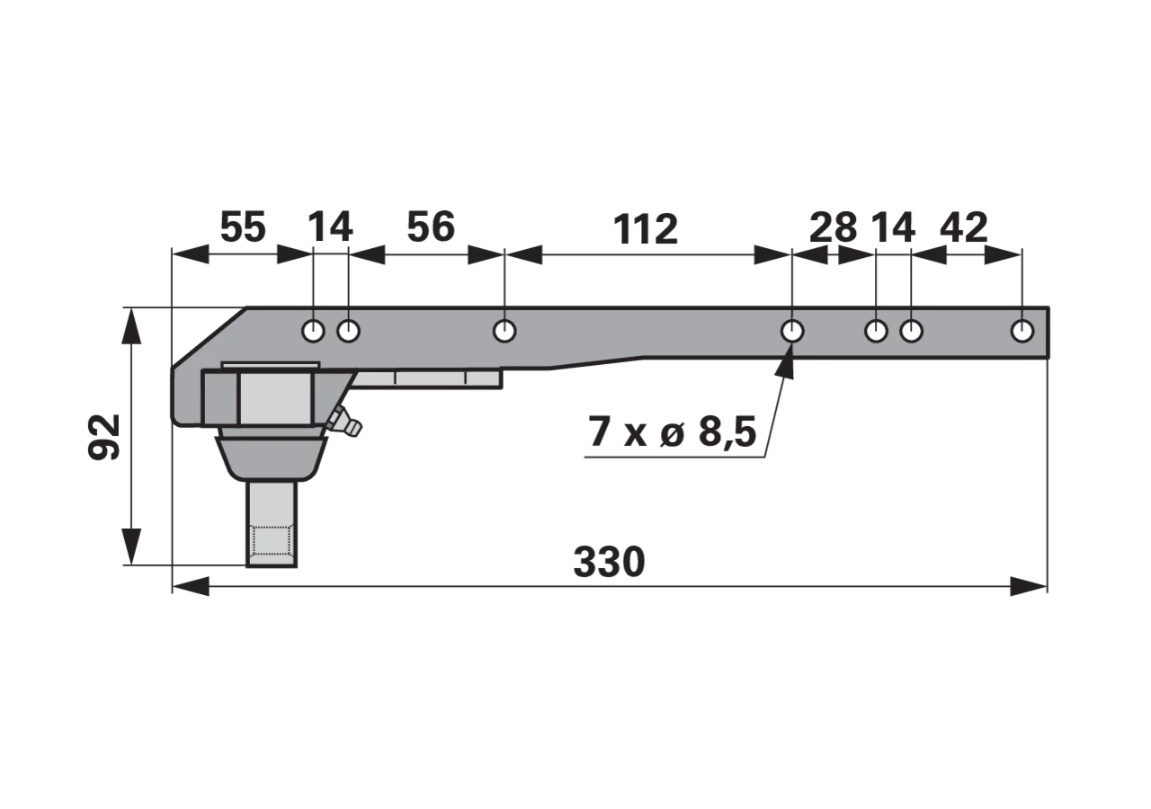 Obermesserkopf L 330 mm, mit Befestigungsteilen ESM biduxX 2475230 ESM