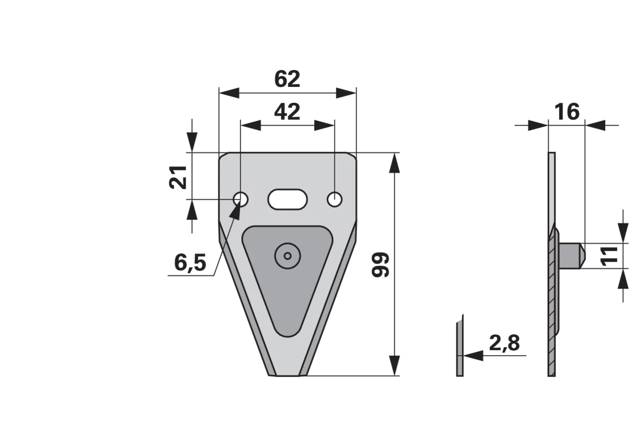Messerklinge glatt/lang, mit Pilz, Carbodux ESM biduxX 2679721 ESM