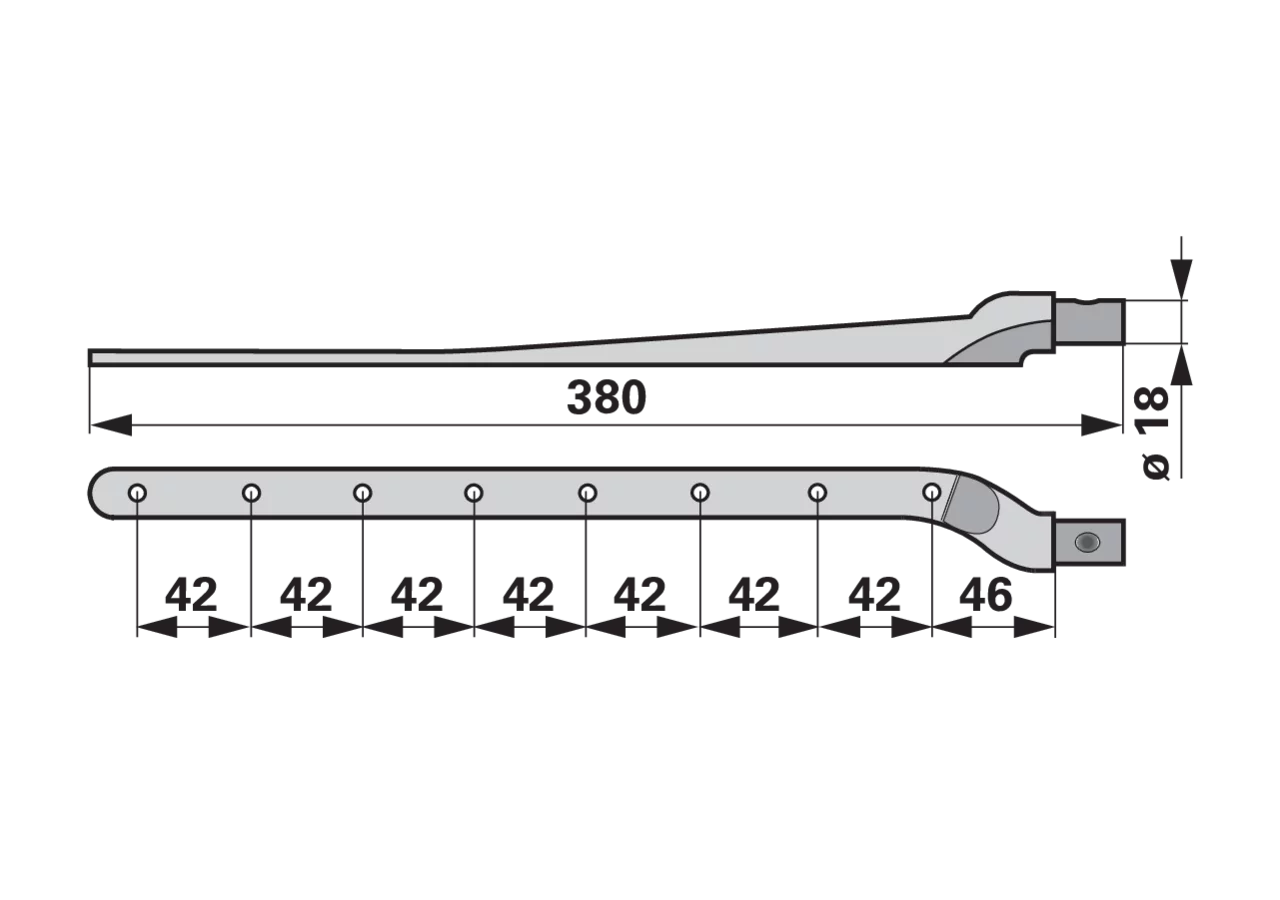 Obermesserkopf L 380 mm, rechts, T84 ESM biduxX 3455220 ESM
