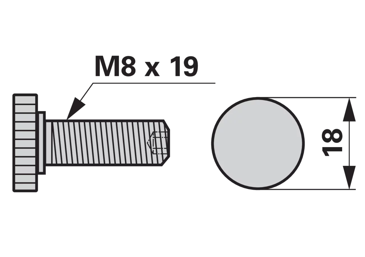 Stützschraube M8 x 19 mm, ø 18 mm ESM biduxX-Flow 323.1270 ESM