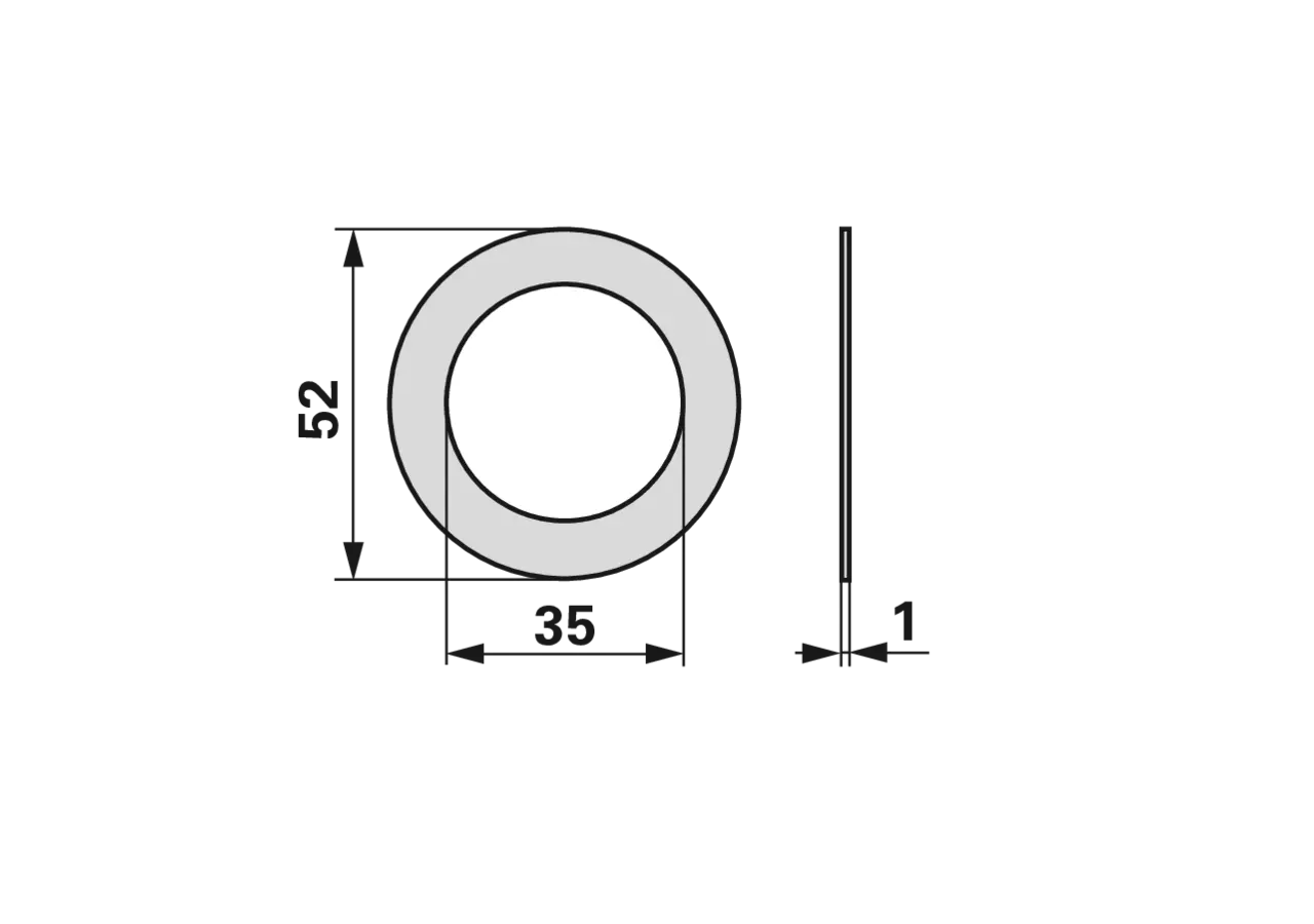 Passscheibe AD 52 x ID 35 x S 1 mm Deutz-Fahr 0890007120753 Deutz-Fahr