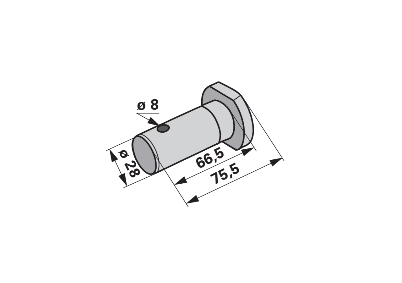 Gelenkbolzen für Kreiselheuer, AD 28 x L 66,5 mm Kuhn 58757700 Kuhn