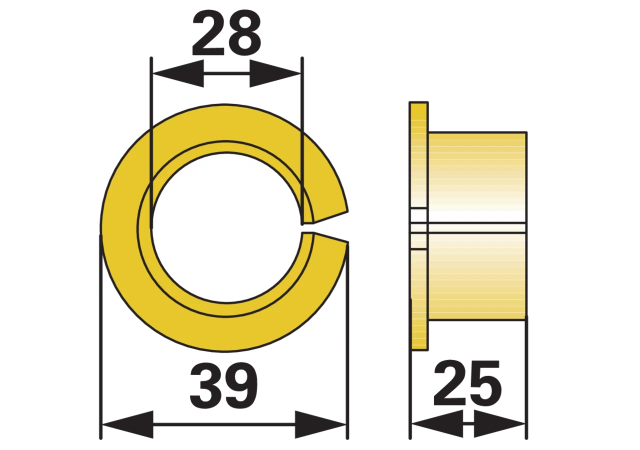 Buchse AD 39 x ID 28 x L 25 mm – passend für Fella 121024 GartenShop24