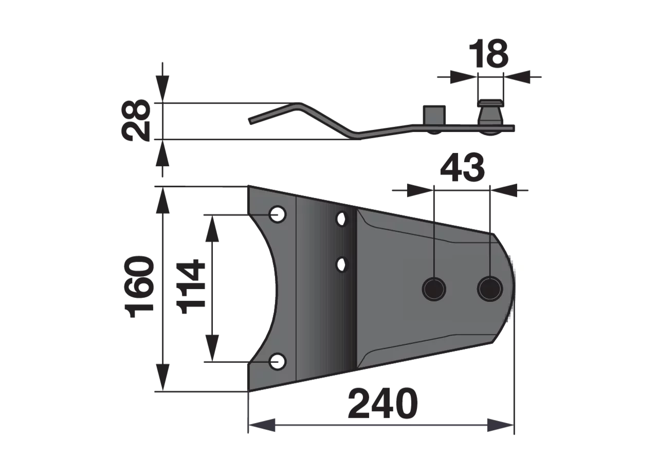 Messerhalter L 240 mm – passend für Fella 122538 MWS