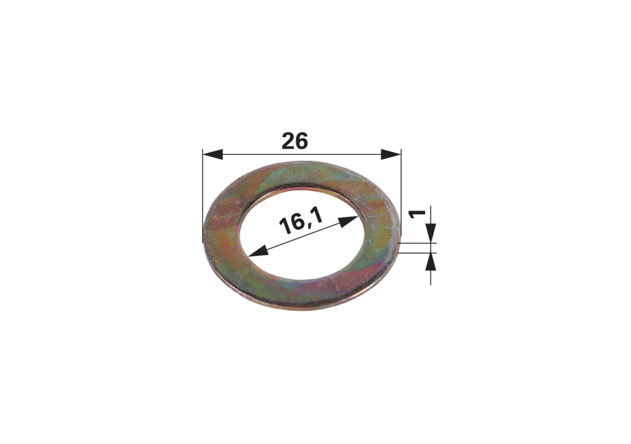 Distanzscheibe AD 26 x ID 16,1 x S 1 mm, für Bandenrechwender Pöttinger 162.401 Pöttinger