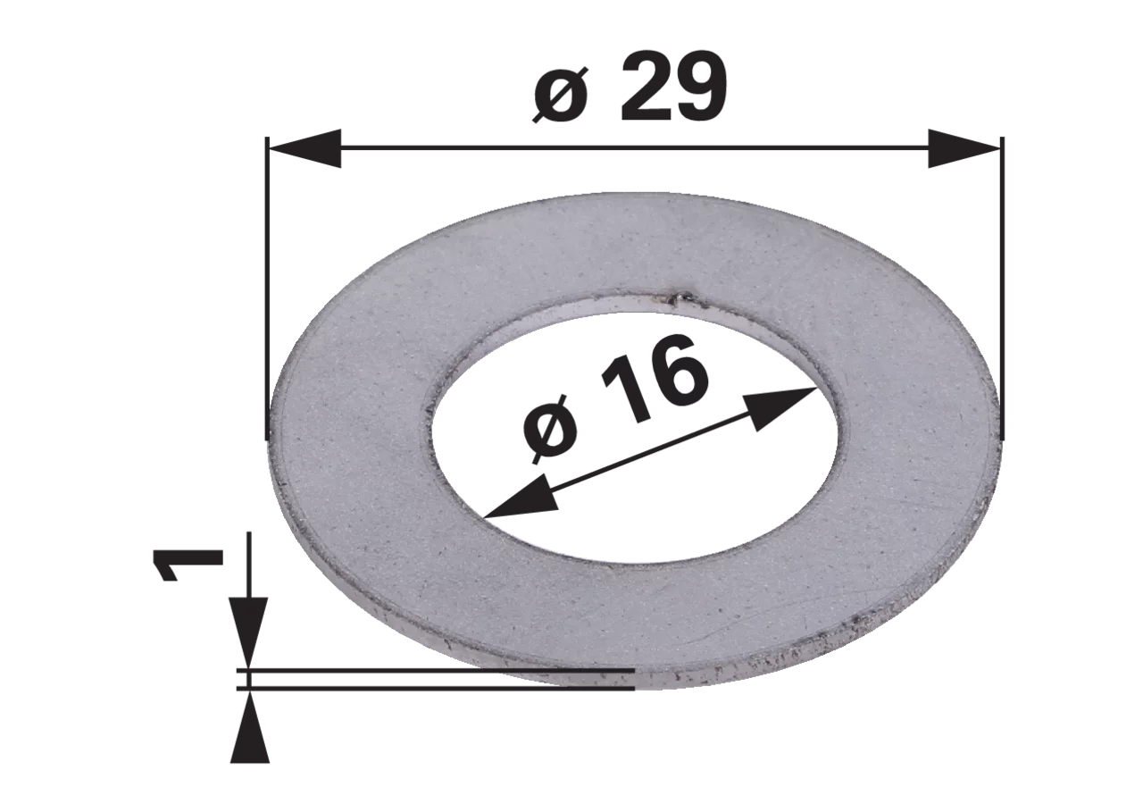 Distanzscheibe AD 29 x ID 16 x S 1 mm, für Zinkenträger GartenShop24