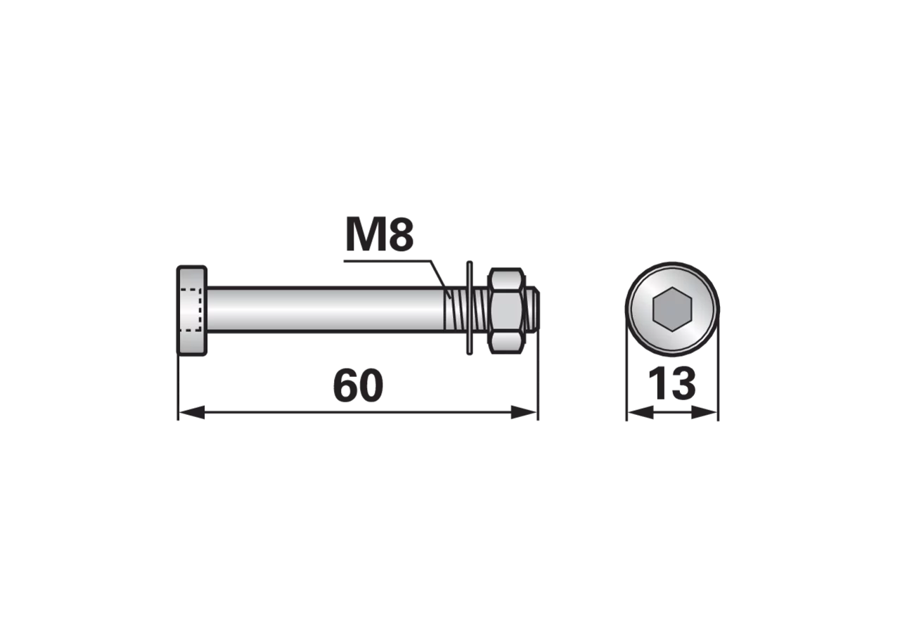 Zylinderschraube M8 x 60 mm mit Mutter und Scheibe GartenShop24