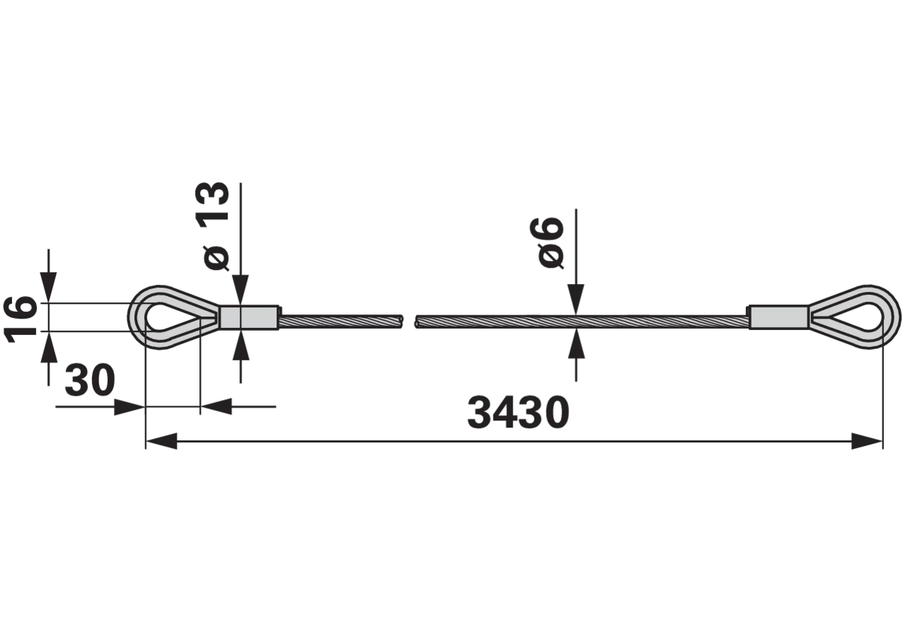 Seilzug AD 6 x L 3.430 mm – passend für Pöttinger 431.971 GartenShop24