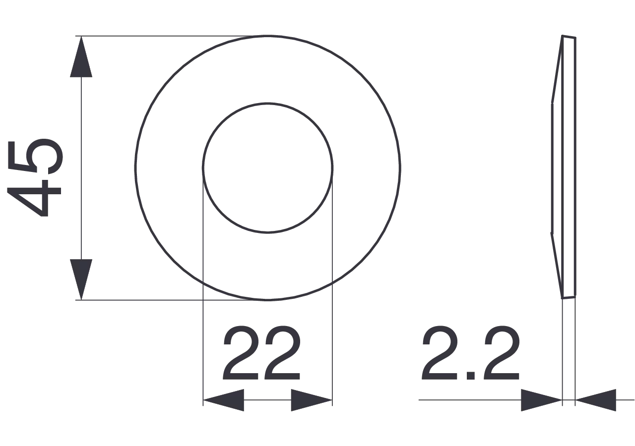 Tellerfeder AD 45 x ID 22 x S 2,2 mm – passend für Pöttinger 435.603 GartenShop24