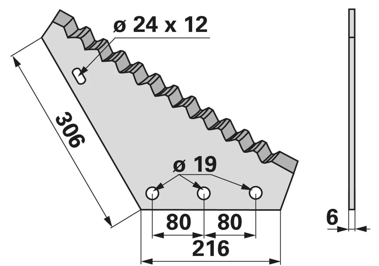 Mischwagenmesser L 216/306 x S 6 mm passend zu Unifeed GartenShop24