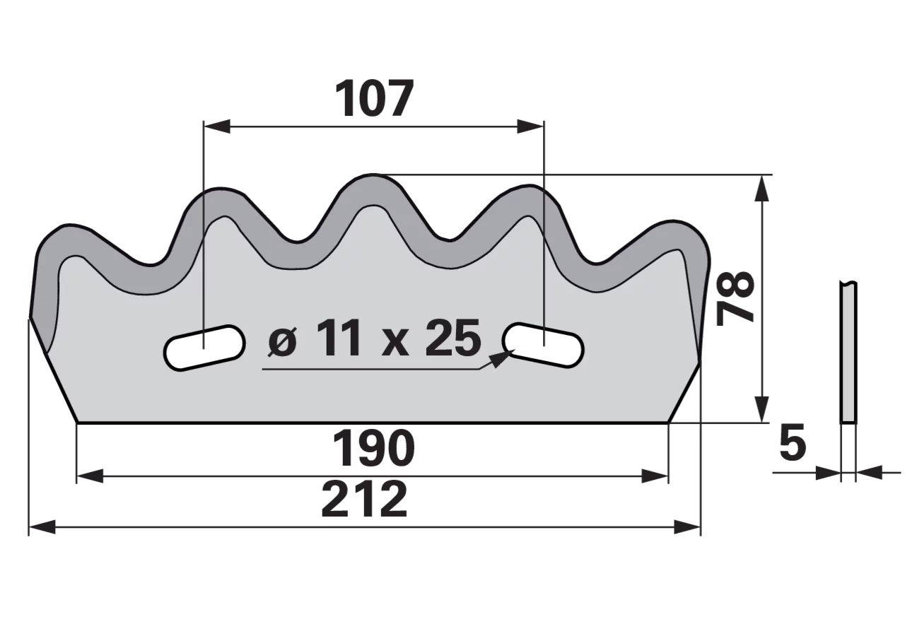 Mischwagenmesser L 212 x B 78 x S 5 mm, links, unten aufgebogen – passend für Strautmann 60503502 MWS
