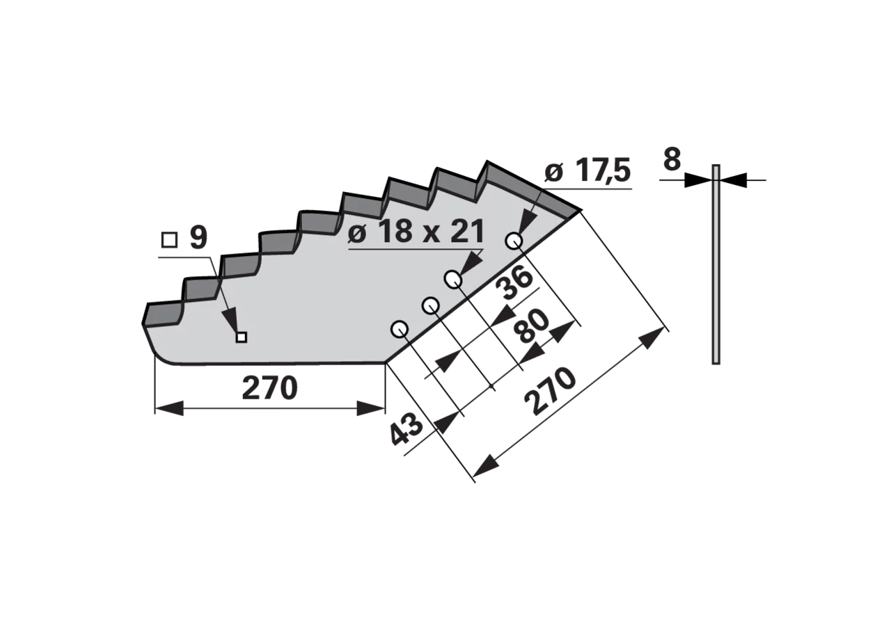 Mischwagenmesser L 270/270 x S 8 mm – passend für Kuhn A5375590 GartenShop24