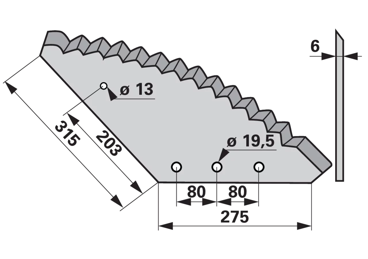 Mischwagenmesser L 275/315 x S 6 mm passend zu Belmac GartenShop24