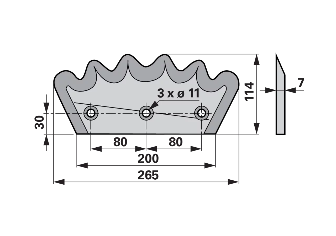 Mischwagenmesser L 265 x B 114 x S 7 mm, rechts passend zu Pagliari GartenShop24