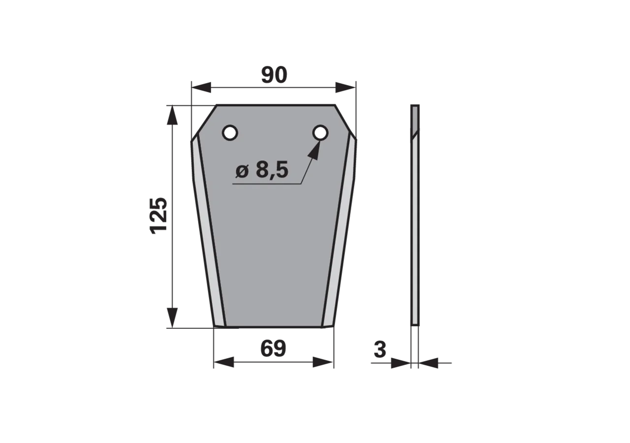 Gegenmesser glatt – passend für Case 87751465 MWS