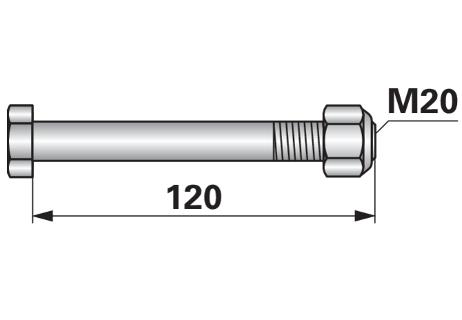 Sechskantschraube M20x2,5x120mm mit Mutter 1 Stück GartenShop24